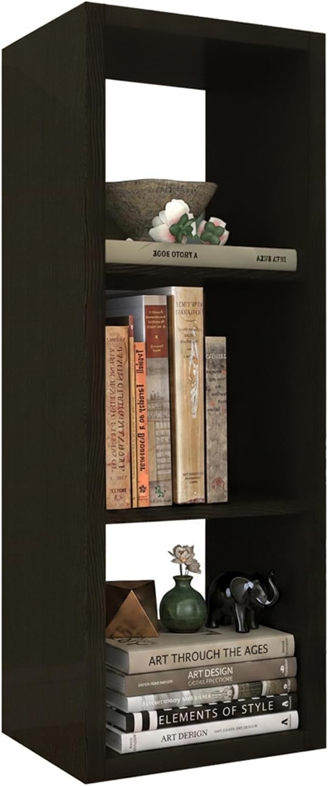 CTESNE【2026 Wooden Thick Frame 3 Cube Storage Organizer Shelf with Anti-Tipping Kits + Reversible Open Back Bookcase, Horizontal and Vertical Dual-use（Chocolate,11inch）