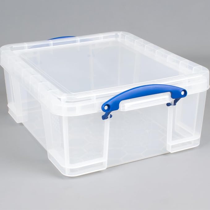 Really Useful Box 17 Liter Plastic Storage Bins with Snap Lids and Clip Lock, Clear