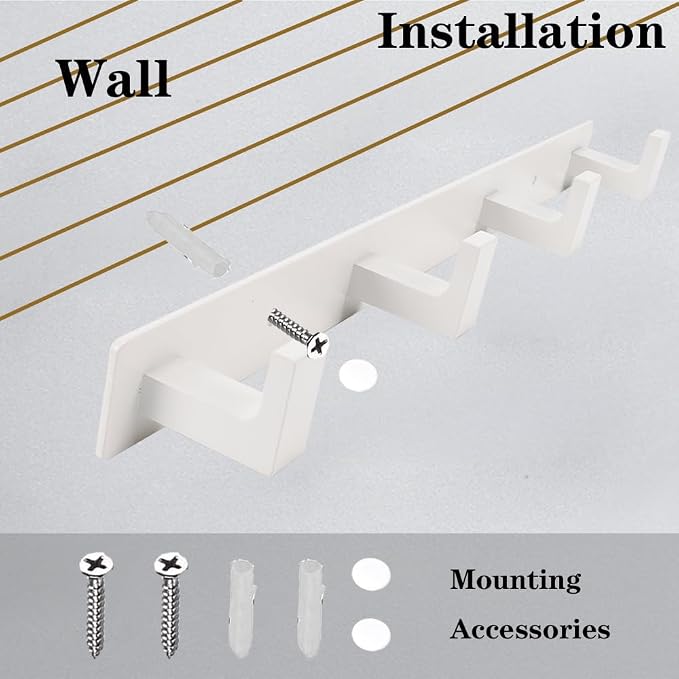Coat Rack, Heavy Duty Stainless Steel 3 Tri Coat Hook Hanger, Wall Mounted Wall Hooks, Rustic Clothes Hook/Key Hook Rail for Bathroom Kitchen Entryway(2 Pack, 3 Hook White)