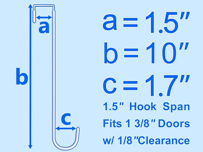 Single Long Over Door Steel Hooks 4 Pack Fit 1-3/8" Door 10" White | Plastic Coated Rubber Feel Towel Rack Robe Coat Shoe Wreath Hanger No Damage No Scratch for Bathroom Heavy Duty Thin Top