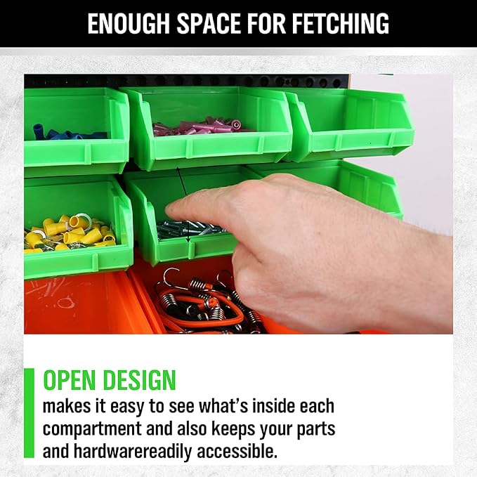 30-Bin Wall-Mounted Storage Bins, Heavy-Duty Garage Tool Organizer for Screws, Nuts, Bolts, Nails, Small Hardware Parts - Easy Installation and Customizable