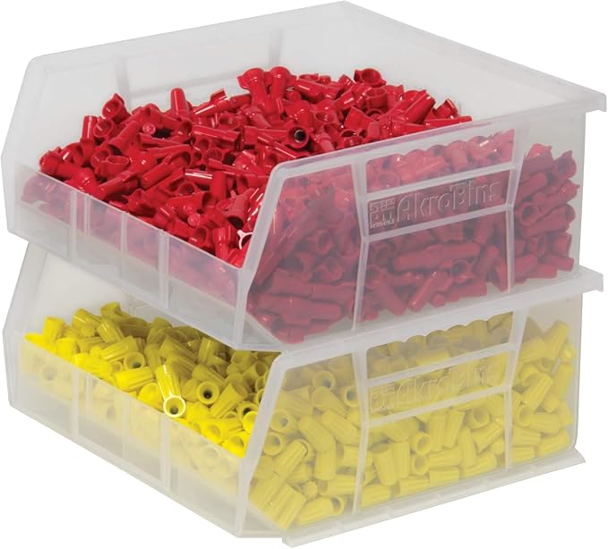 Akro-Mils 30235 AkroBins Plastic Storage Bins, 11"x11"x5", Clear, 6-Pack | Space-Saving Stackable Bins for Garage, Pantry, Craft Organization