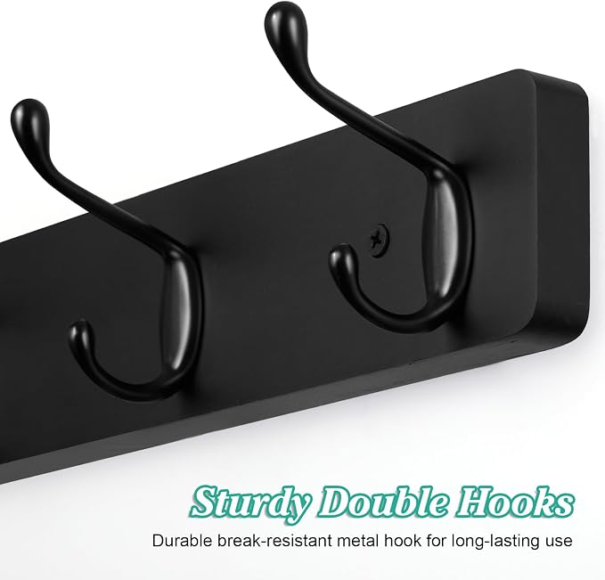 OUTNILI Heavy Duty Coat Hooks Wall Mount - Black Coat Hanger Wall Mounted for Jackets Hats Towels Purse Dog Leashes - Coat Rack for Entryway Closet Mudroom Laundry Room Bathroom