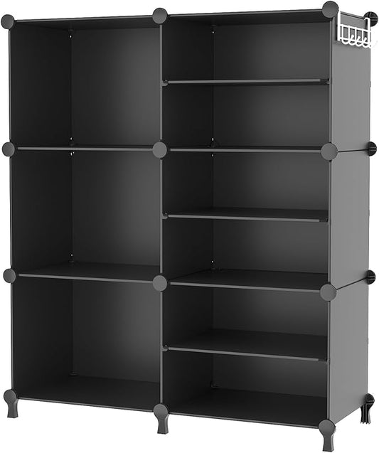 AWTATOS 6 Cube Closet Organizer Storage Shelves, Black | Portable Closet Clothes Organizers Storage Shelf DIY Stackable Cubby Shelving for Closet Bedroom Living Room Office