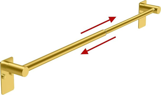 Adjustable Towel Bar, 16.7inch to 28.5inch Towel Racks for Bathroom, Self Adhesive Towel Rack Wall Mounted, 304 Stainless Steel Stick on Bathroom Towel Rod (Brushed Gold, 1 Pack)