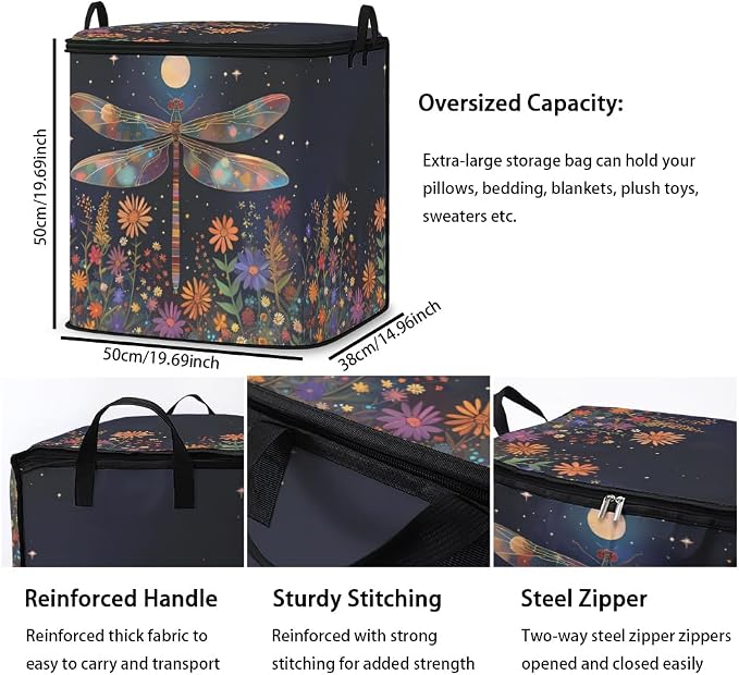 2pcs blanket storage bag for under bed,closet organizers 95L | clothing sweater sheet bedding comforter duvet quilt pillow toy storage bags with lids,dorm room essentials for containers