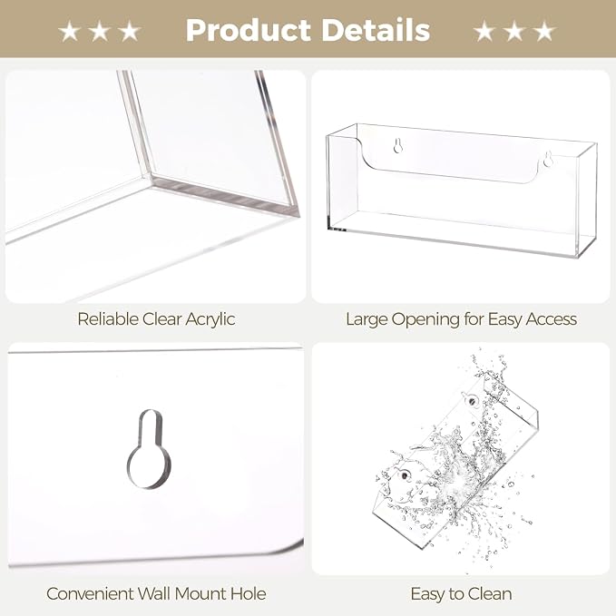Homaisson Clear Acrylic Mail Holder Box for Desk or Wall Mount, Mail Organizer Countertop, Modern Wall Mounted or Tabletop Mailbox, Letter Storage Organizer Box (Clear-2PCS)