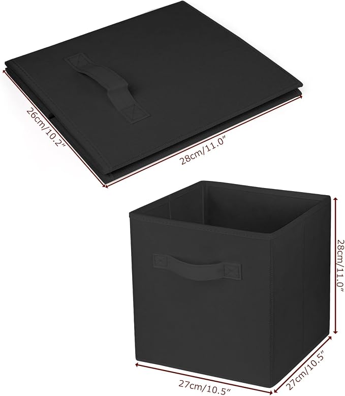 2 Pcs Storage Cubes, 10.5 Inch Collapsible Storage Bins, Fabric Foldable Bins for Organization, Durable Storage Bins for Closet, Shelves, Offices (Black)