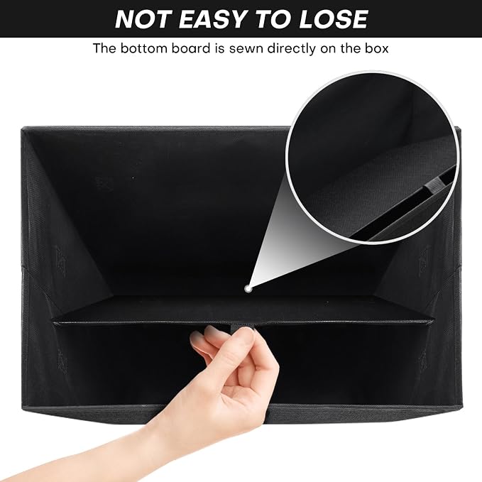 Bagnizer Large 42 Quarts Fabric Storage Bins with Lids [2-Pack] Linen Collapsible Foldable Storage Cubes, Closet Organizer Containers boxes with Handles for Home Office (16.7 x 12 x 12, Black)