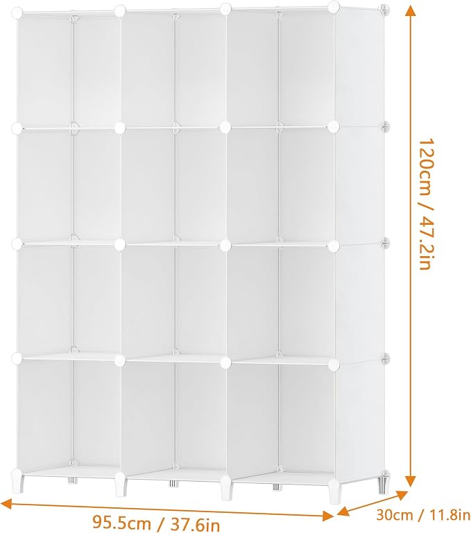 HOMIDEC Closet Organizers and Storage, 12 Cube Storage Organizer, White | Portable Closet Organization Clothes Shelves Clothing Storage for Kids, Closet, Bedroom, Bathroom, Office