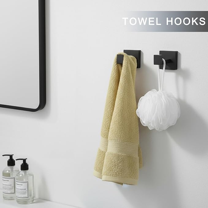 24 Inch Stainless Steel Bathroom Towel Bar Set | 5-Pieces Matte Black Towel Rack Set Bathroom Hardware Set with Toilet Paper Holder with Shelf, Bathroom Accessories Set