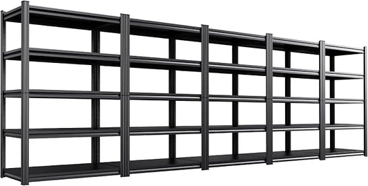 Set of 5 Heavy Duty Garage Shelving Unit, 71.2" H x 35.4" W x 16" D, 5-Tier Adjustable Storage Shelves for Garage Storage, Standing Shelf Unit & Shelves Organizer for Home, Warehouse, Workshop