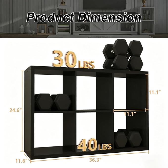 6 Cube Storage Organizer Shelf, Chocolate, 11 inch | 2026 Wooden Thick Frame, Anti-Tipping Kits, Reversible Open Back Bookcase, Horizontal and Vertical Dual-use