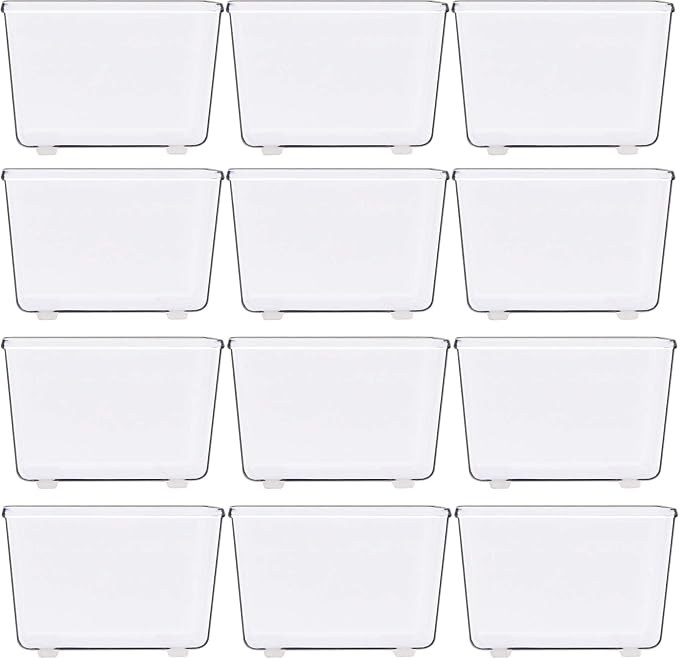 Simple Houseware Clear Desk Drawer Organizer, 3.25"x 3.25", 12 Packs | For Desk, Office, Bathroom, Makeup, and Craft Storage