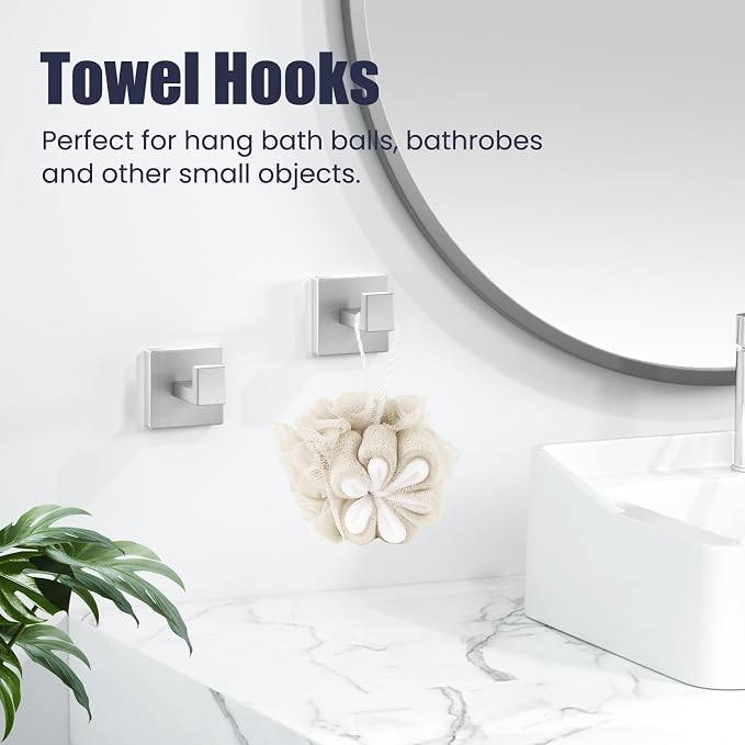 Bathroom Hardware Accessories Set: Bath Towel Bar Set, Towel Racks for Bathroom Wall Mounted, SUS304 Stainless Steel (Brushed Nickel, 12-Pieces)