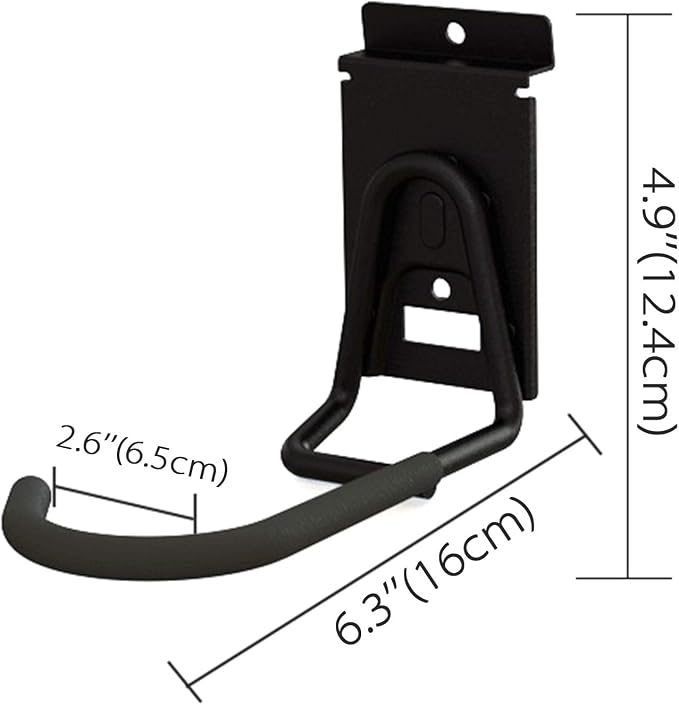 Slatwall Bike Hooks, Heavy Duty Bicycle Hangr with PVC Coating, Wall Mount Vertical Bicycle Storage Rack (2 Pack, Black)