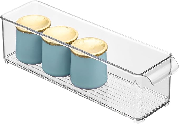 iDesign Stackable Fridge Storage Bin with Handle, Clear | Ideal for Fridge and Freezer, Made in USA