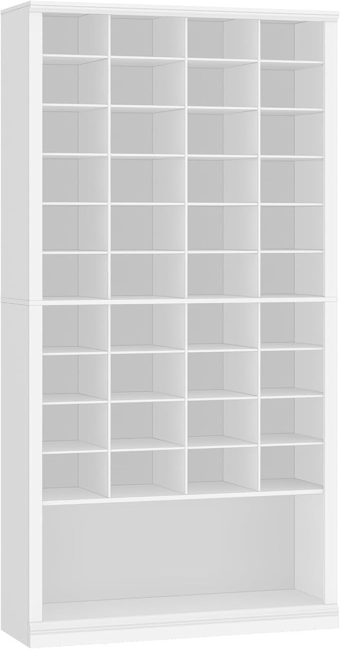 Hzuaneri 11 Tiers Shoe Storage Cabinet, Tall Shoes Cabinet with Cubby | Freestanding Wooden Shoe Organizer, 40-44 Pairs, Shoes Cubby Organizer for Entryway, Bedroom, White SR59303X