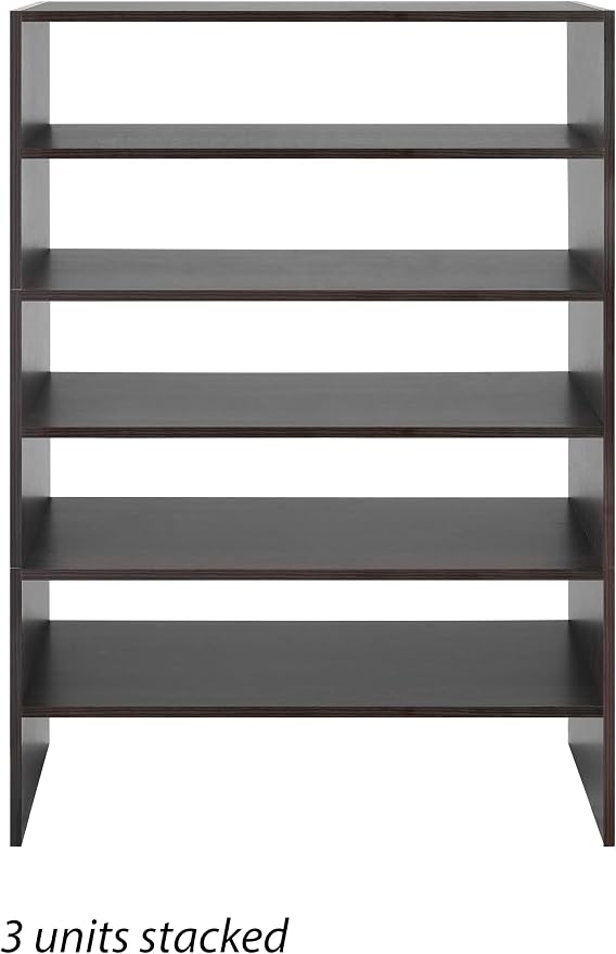 Whitmor Wood Stackable 2-Shelf Shoe Rack, 24 INCH, Espresso，2 Pack