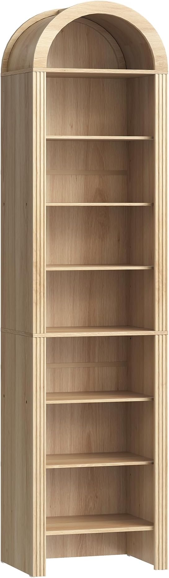 71" Tall Arched Shoe Cabinet, 8-Tier Shoe Storage Cabinet, Shoe Rack with 3 Adjustable Shelves, Freestanding Shoe Organizer for Entryway, Foyer, Hallway, and Living Room, Natural MSC04NL