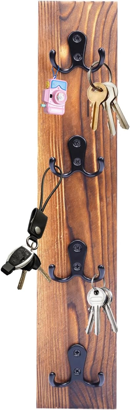 UCEC Vertical Wooden Key Holder with Hooks, Space-Saving Entry Organizer | Space-Saving Vertical Key Holder for Wall, Easy Install Home Organizer for Keys, Wallets, Pet Leashes & Living Room Decor