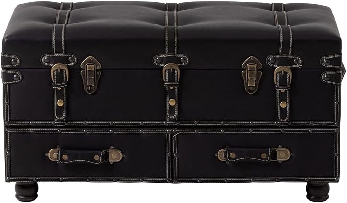 COZAYH Vintage Storage Bench, Upholstered Wooden Ottoman Bed Chest Box
