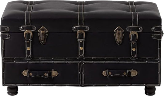 COZAYH Vintage Storage Bench, Upholstered Wooden Ottoman Bed Chest Box