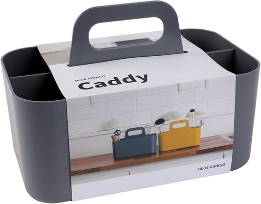 BLUE GINKGO Stackable Organizer Caddy, Rectangle, Dark Grey, Made in Korea | Portable. Adjustable. Home, Office & School Storage.