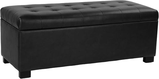 HomePop 46" Tufted Storage Bench - Classic Black