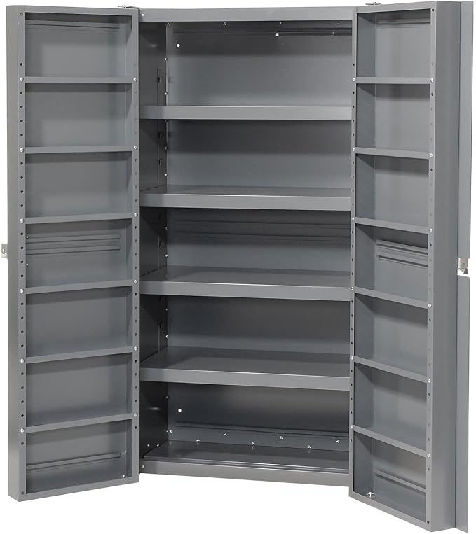 Global Industrial Storage Cabinet, Interior Shelving and Deep Pocket Door | 38"W x 24"D x 72"H, Gray, For Tool and Parts Storage, Assembly Required