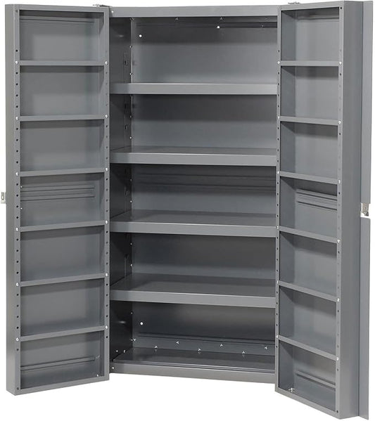 Global Industrial Storage Cabinet, Interior Shelving and Deep Pocket Door | 38"W x 24"D x 72"H, Gray, For Tool and Parts Storage, Assembly Required