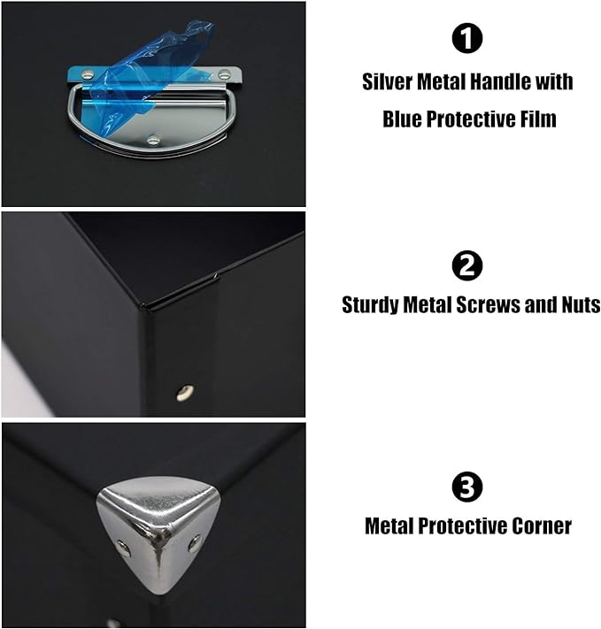 GUOZI Collapsible Storage Box, Decorative Memory Box with Lid & Metal Reinforced Corners, Cardboard File Bin with Handles, Organizer Gift Box for Keepsake Toy Photos Office Nursery Wardrobe Bookshelf | Reinforced metal corners. Easy-grip handles. Stora...