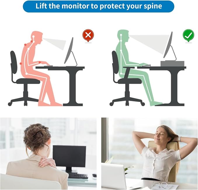 gianotter Computer Monitor Stand Riser with Drawer | Desk Organizers and Accessories Desk Accessories & Workspace Desktop Organizers Storage for Printer Stand (Pink)
