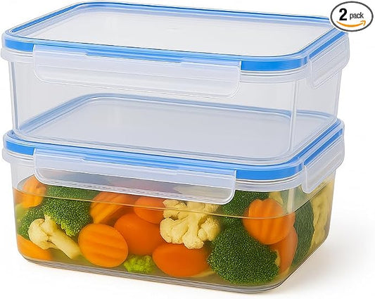 Tribello 115 oz Large Airtight Food Storage Containers with SnapTight Lids – Clear, Stackable, BPA-Free Meal Prep Containers for Kitchen, Freezer & Pantry – 2-Pack