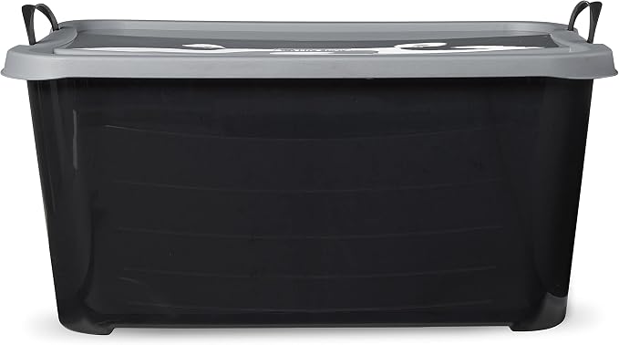 Life Story 24 Pack Stackable Storage Bin, 55 Qt Home Organizers, Black/Gray | Heavy-Duty Versatile Lightweight Locking Bins with Carrying Handles