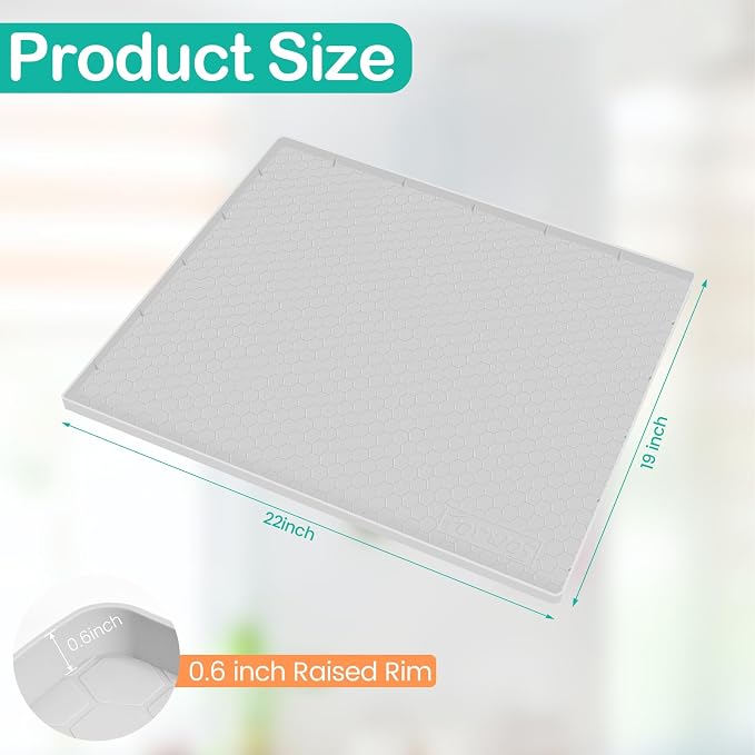 Silicone Under Sink Mat 22"x19", Waterproof Cabinet Liner, LightGrey | Shelf Liner, Cabinet Protector, Home Organizer, for Kitchen, Bathroom, Multipurpose, Leak Proof, Easy Clean, Drip Tray, Clean