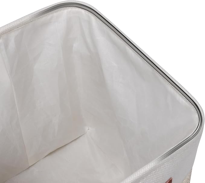 Univivi Fabric Cube Storage Baskets for Shelves 13 Inch,Khaki,4 Pack | Large Capacity,Metal Frame,Hard Cardboard Bottom,Foldable,Linen Closet Baskets with PU Handles