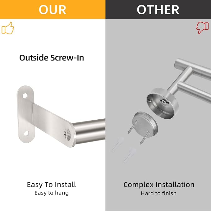 MKO Towel Bar for Bathroom Wall, 24 Inch Towel Rod Rack, Brushed Nickel | Heavy Duty Stainless Steel, Towel Racks for Bathroom, Wall Mounted, Hand Towel Holder