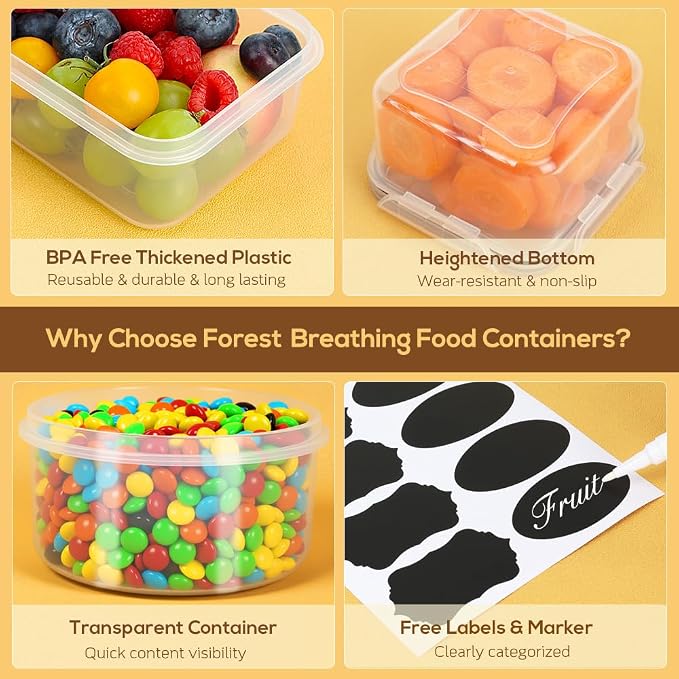 50PCS Thick Food Storage Containers with Airtight Lids for Meal Prep | BPA-Free Plastic Food Container Set for Leftovers, Snacks, Lunch, Fruit, Freezer Storage & Kitchen Organization, Leakproof