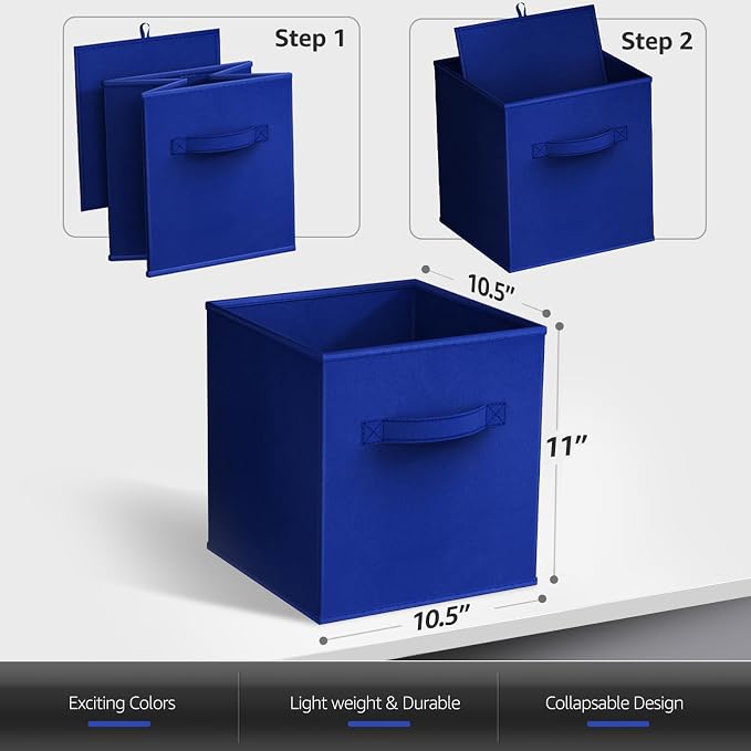 Sorbus 13 Inch Storage Bins - Sturdy Collapsible Fabric Storage Cubes with Handle - 12 Foldable Baskets for Organizing Clothes, Toys, Books - Storage Baskets for Shelves, Closets