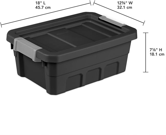 Sterilite Stacker Tote, Plastic Storage Bins with Lids, 4 Gallon, 6-Pack | Rugged Stackable Organizer Bin Containers with Latching Lids for Bed, Garage, Office, Kitchen, Closet & Classroom