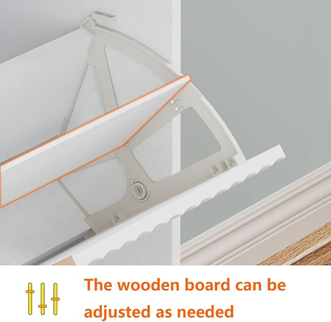 Shoe Cabinet Storage,Modern Freestanding Organizer with 3 Flip Drawers,Narrow Shoe Rack Cabinet for Entryway,White