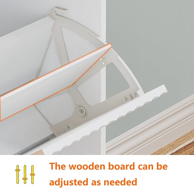 Shoe Cabinet Storage,Modern Freestanding Organizer with 2 Flip Drawers,Narrow Shoe Rack Cabinet for Entryway,White