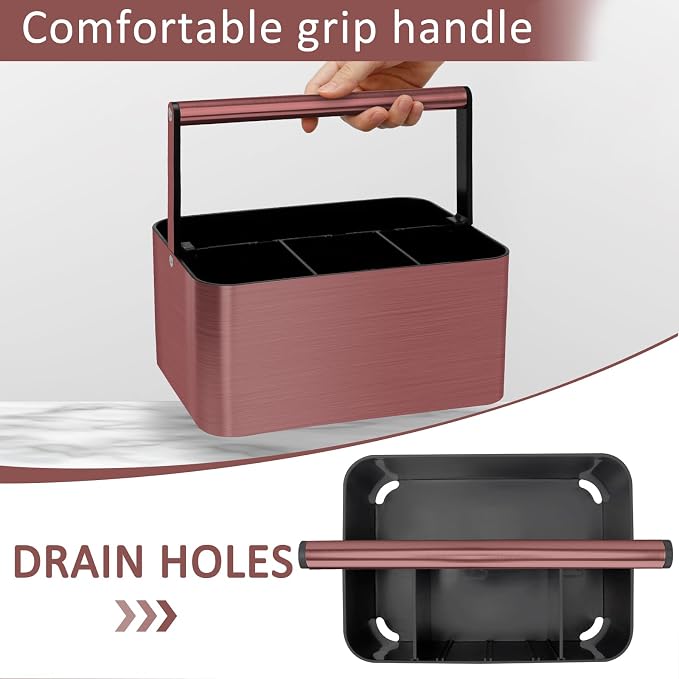 BYUNER Shower Caddy Portable for College Dorm Room Essential, Bathroom Caddy Organizer with Handle and Adjustable Dividers, Shower Storage Tote, Plastic Shower Basket Bin for Shampoo Toiletry
