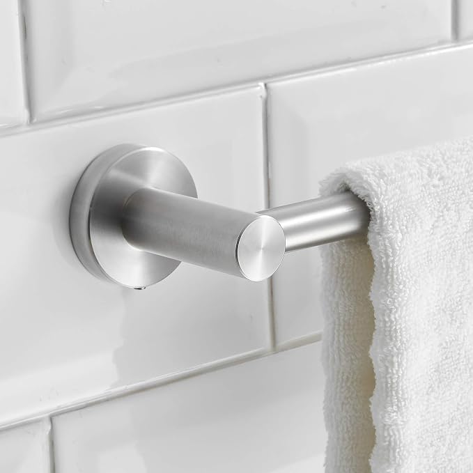 BESy Adjust Towel Bar Towel Racks for Bathroom Wall Mounted Brushed Nickel | Adjust 15" to 26" Rustproof, Stainless Steel Towel Holder, Wall Mounted for Bathroom Accessories, Heavy Duty, Space Saving
