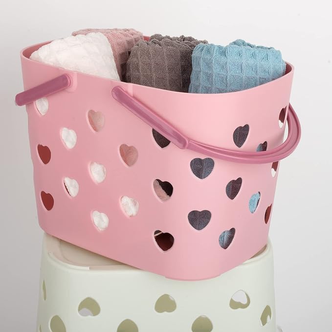 Portable Shower Caddy with handle Plastic Shower Basket Organizer, Pink | Bathroom Caddy Storage Tote Cleaning Supply Caddy for College Dorm, Kitchen, Pantry, Garage