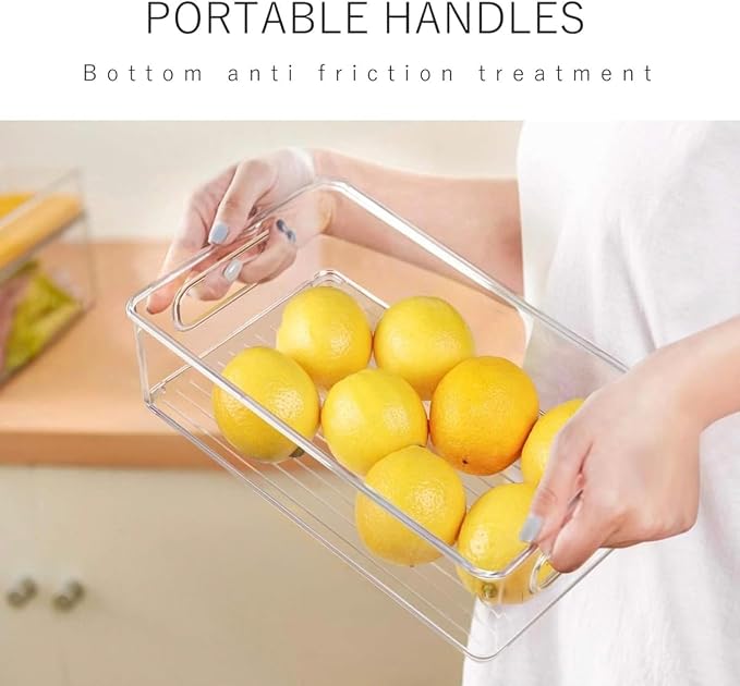12 Pack Refrigerator Organizer Bins | 3 Sizes Stackable Clear Pantry Storage with Handles for Fridge, Freezer, Shelves, Drawer, Snack Organizer for Home & Kitchen