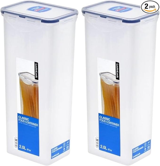 LocknLock Easy Essentials Pantry Airtight Rectangular Tall Food Storage Container, Pasta Box 68-oz/ 8.5-cup (Pack of 2)