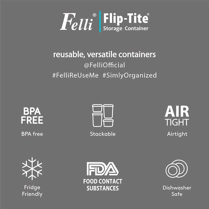 Felli Flip Tite Acrylic Food Storage Container with Lid 6” XL Air Tight Ring Seal Flip Lock, Plastic Kitchen Baking Canister for 5 lb Flour Sugar Rice Protein Powder Pantry Organizer (Nest-L Black)