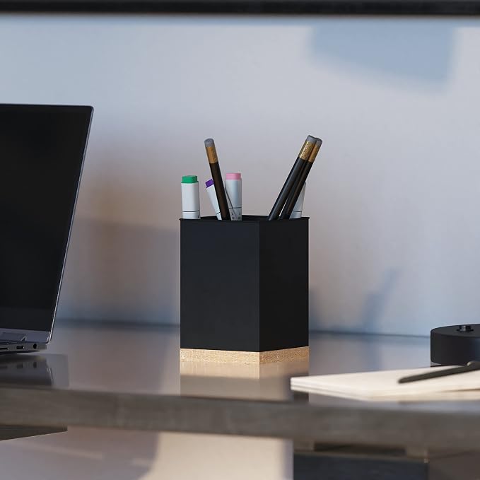 HBCY Creations 3 PIECE Black Metal Desk Organizer Set | Rustic Mail Organizer Desktop | Rustic Industrial Home Decor